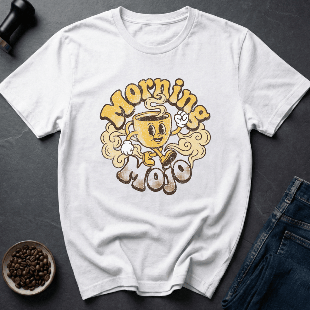 Coffee graphic Morning Mojo T-Shirt in Light Blue / S by Caffeine Dept