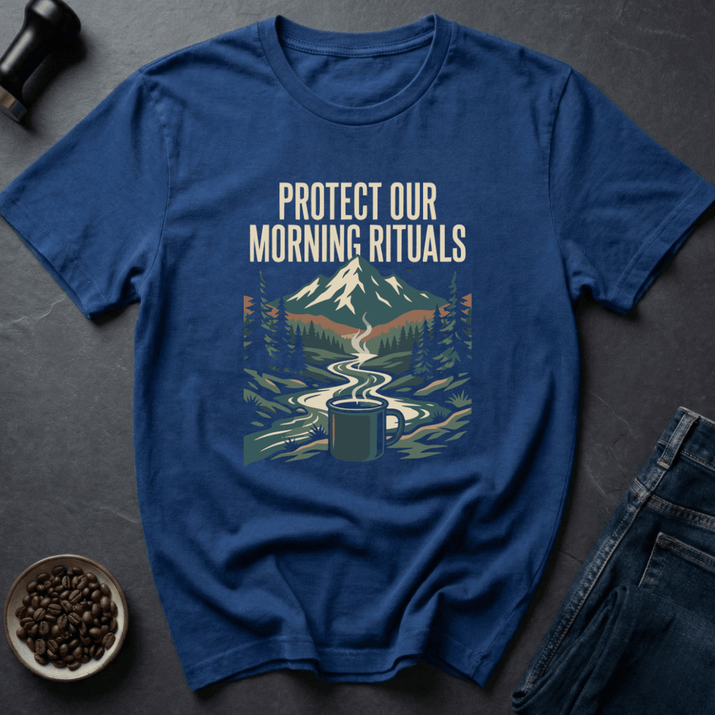Coffee graphic Morning Ritual T-Shirt in Royal / S by Caffeine Dept