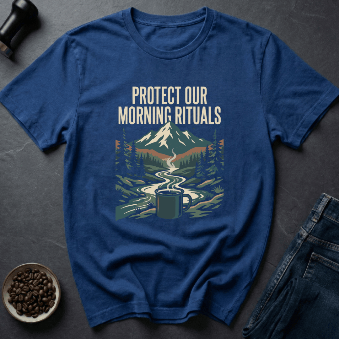 Coffee graphic Morning Ritual T-Shirt in Royal / S by Caffeine Dept