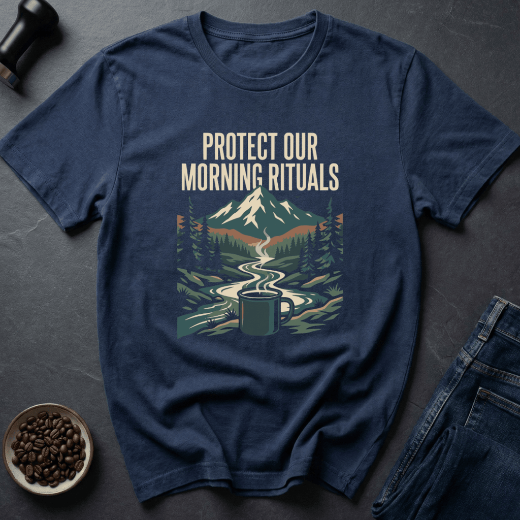 Coffee graphic Morning Ritual T-Shirt in Royal / S by Caffeine Dept