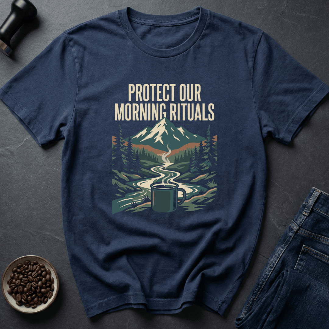 Coffee graphic Morning Ritual T-Shirt in Royal / S by Caffeine Dept