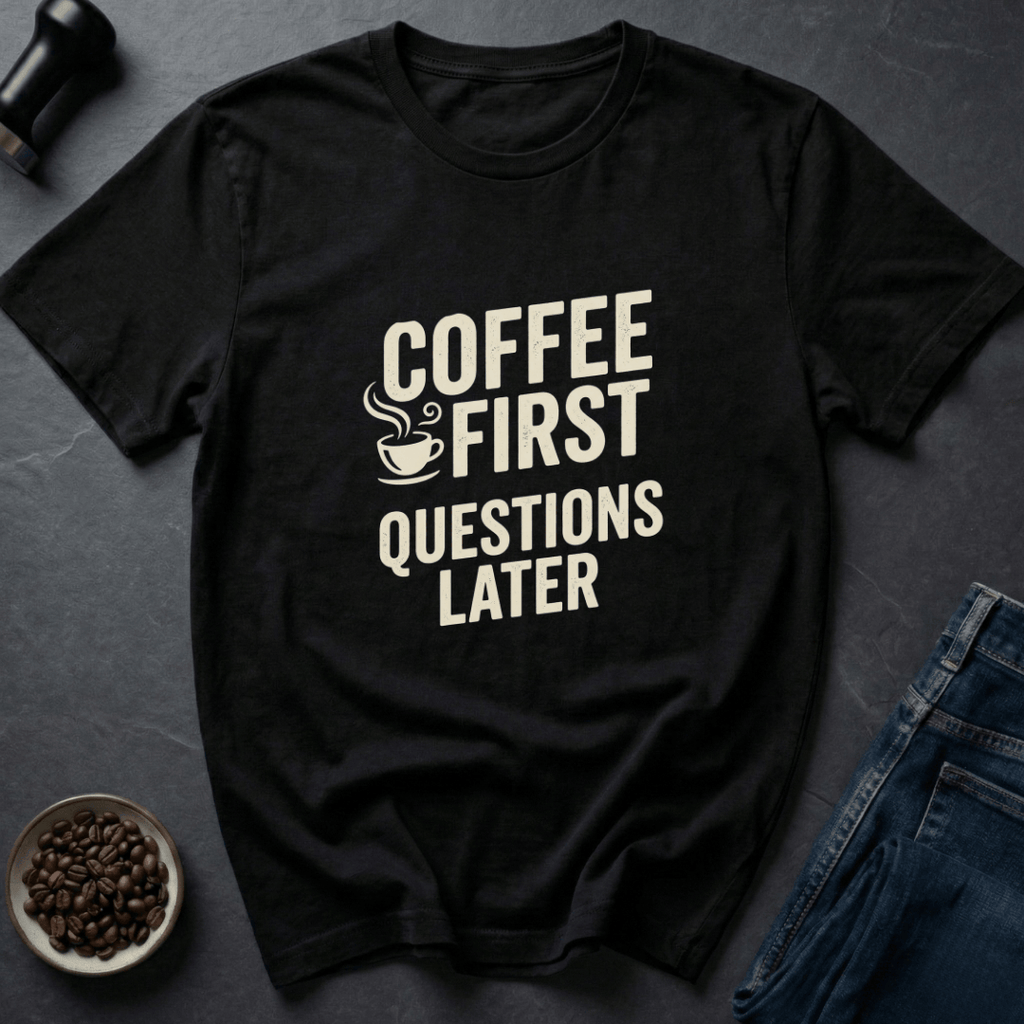 Coffee graphic Morning Rules T-Shirt in Black / S by Caffeine Dept