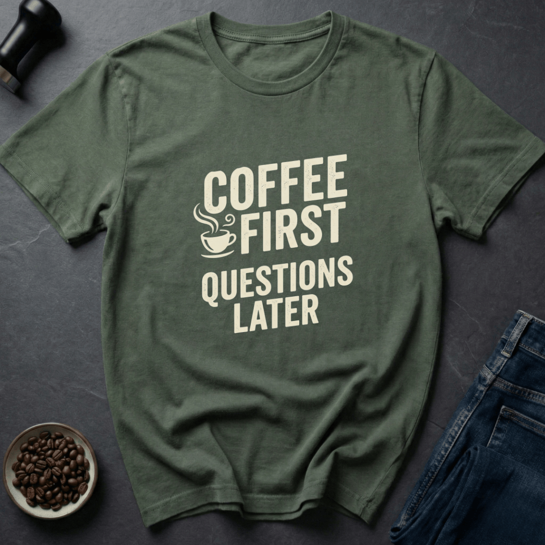 Coffee graphic Morning Rules T-Shirt in Black / S by Caffeine Dept