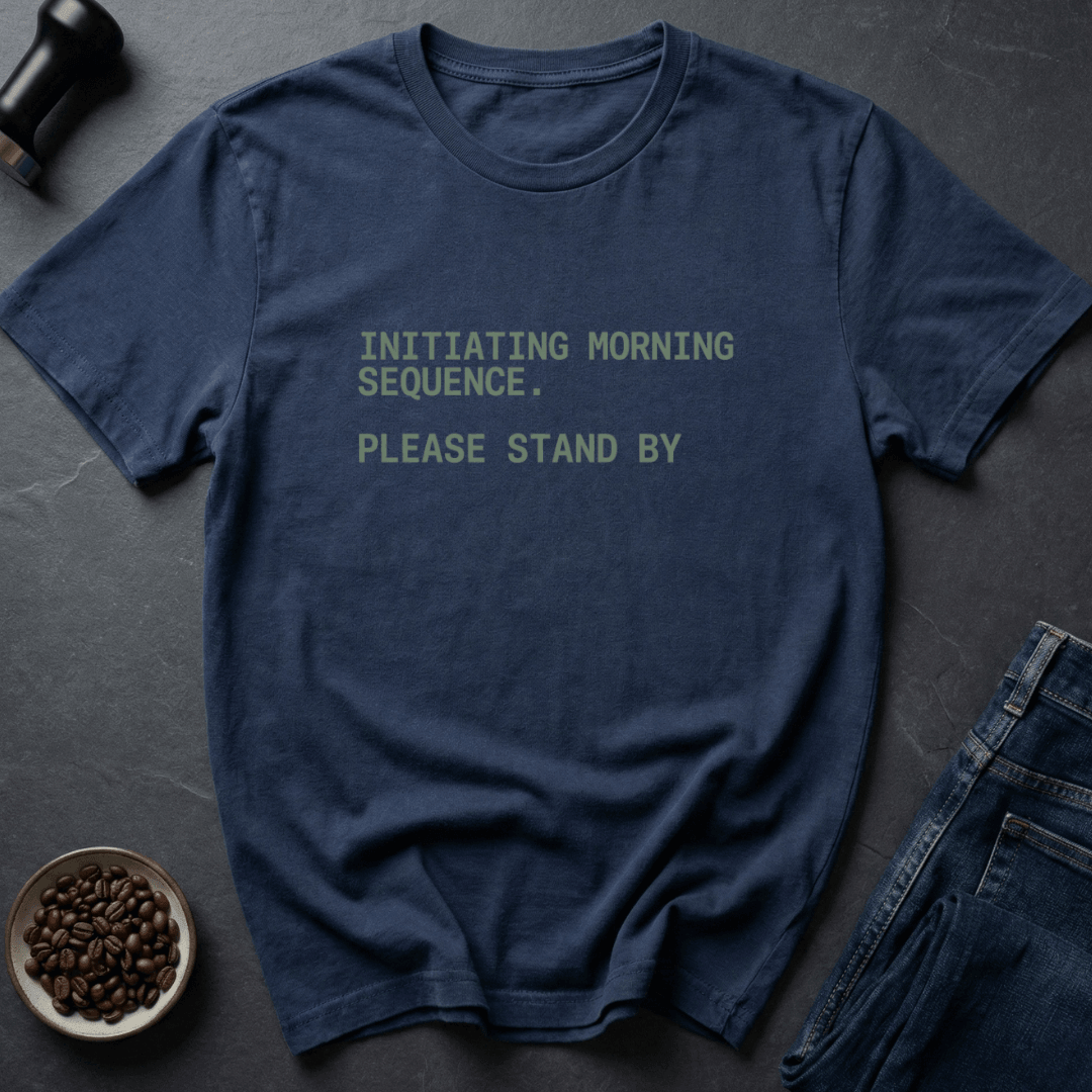 Coffee graphic Morning Sequence T-Shirt in Ice Grey / S by Caffeine Dept