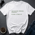 Coffee graphic Morning Sequence T-Shirt in Ice Grey / S by Caffeine Dept