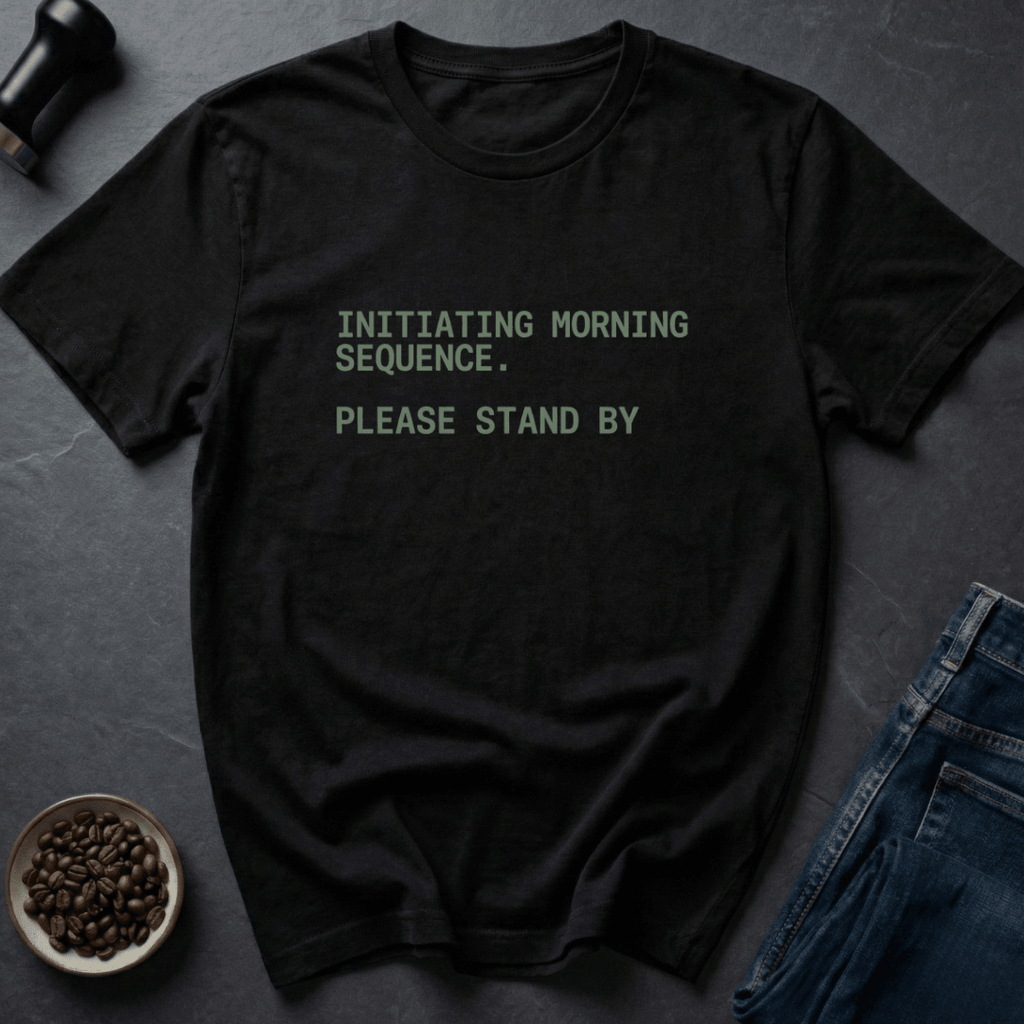 Coffee graphic Morning Sequence T-Shirt in Ice Grey / S by Caffeine Dept