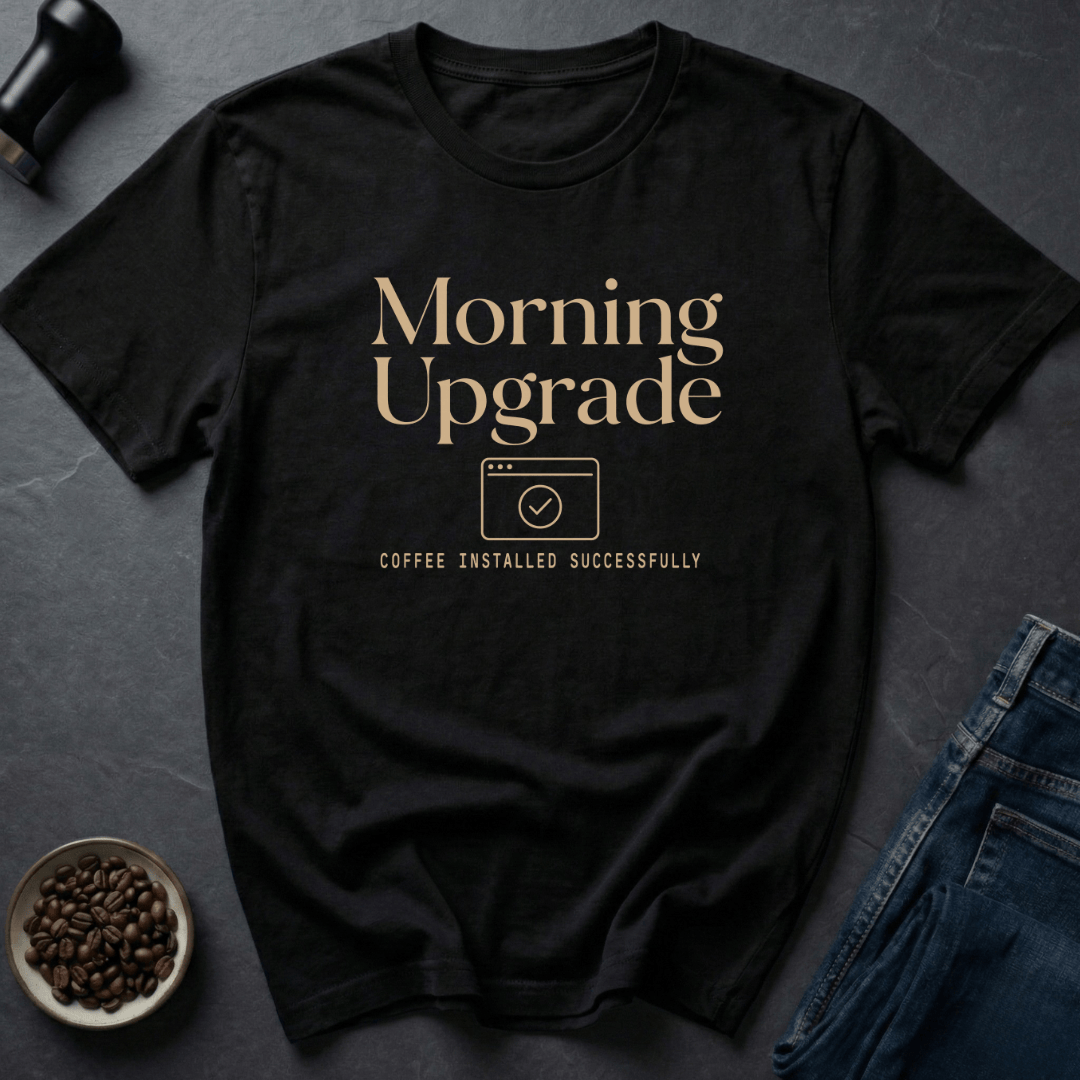 Coffee graphic Morning Upgrade T-Shirt in Black / S by Caffeine Dept