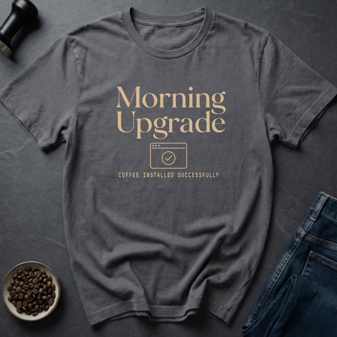 Coffee graphic Morning Upgrade T-Shirt in Charcoal / S by Caffeine Dept