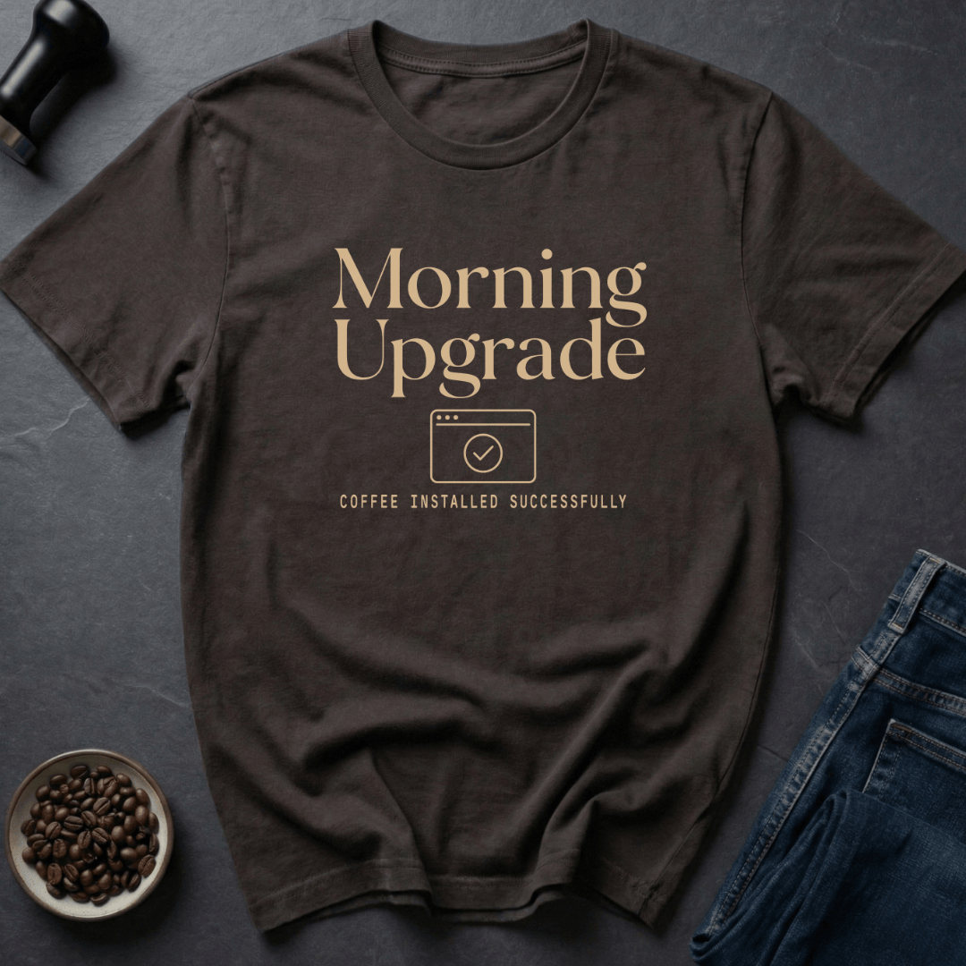 Coffee graphic Morning Upgrade T-Shirt in Dark Chocolate / S by Caffeine Dept