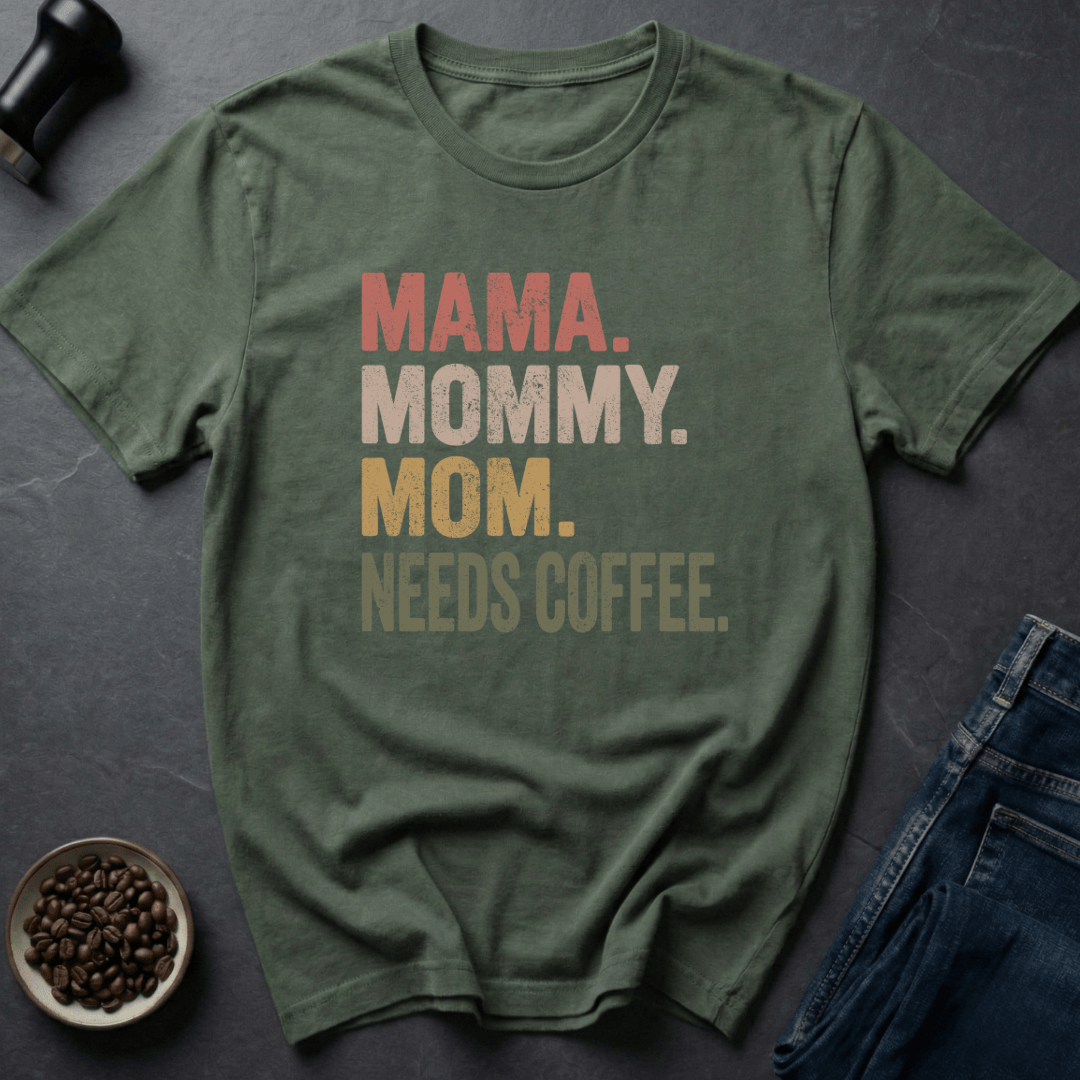 Coffee graphic Mother Fueled T-Shirt in Military Green / S by Caffeine Dept