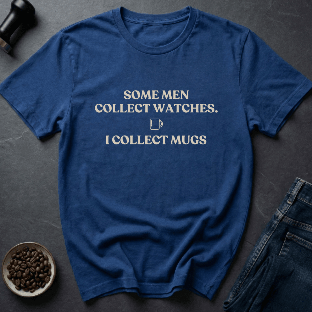 Coffee graphic Mug Collector T-Shirt in Royal / S by Caffeine Dept