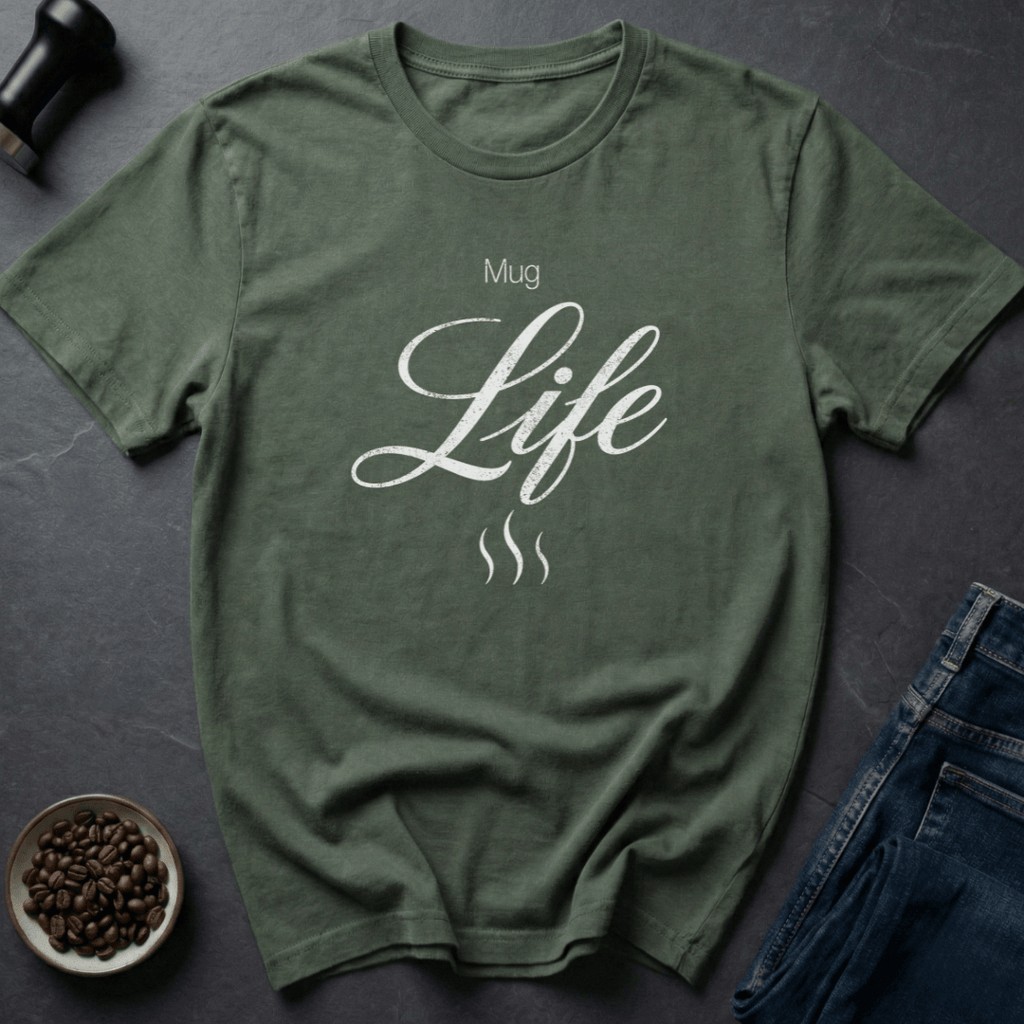 Coffee graphic Mug Gang T-Shirt in Military Green / S by Caffeine Dept