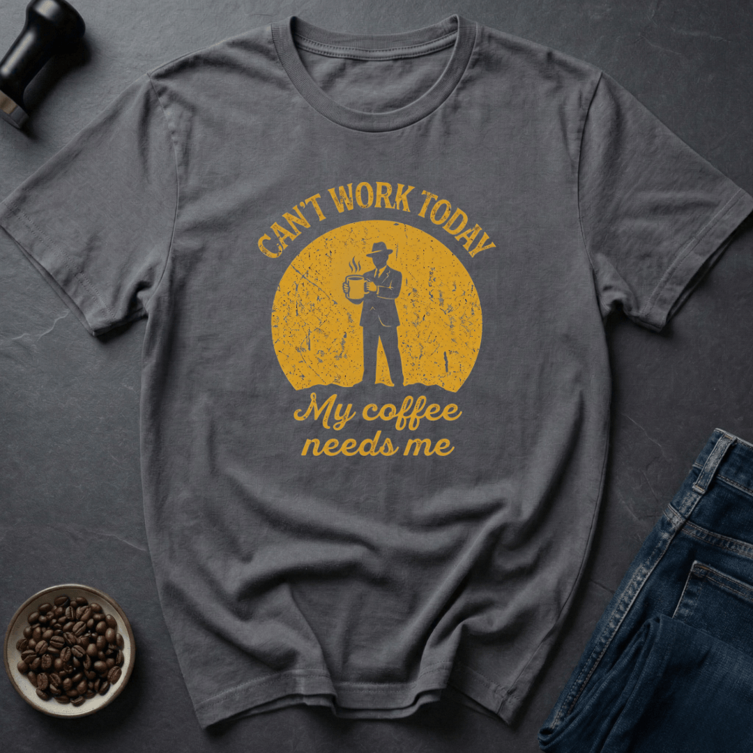 Coffee graphic Mug Priority T-Shirt in Charcoal / S by Caffeine Dept