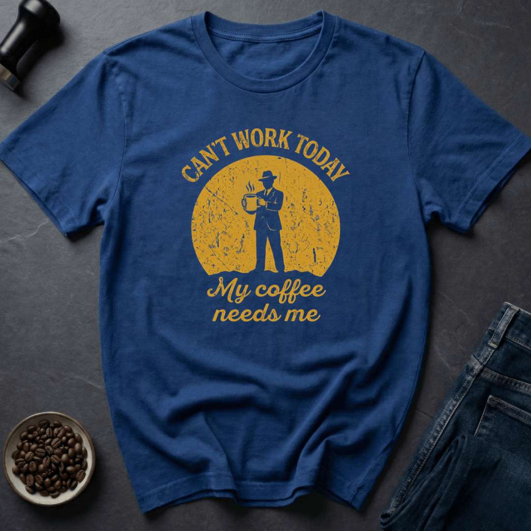 Coffee graphic Mug Priority T-Shirt in Royal / S by Caffeine Dept