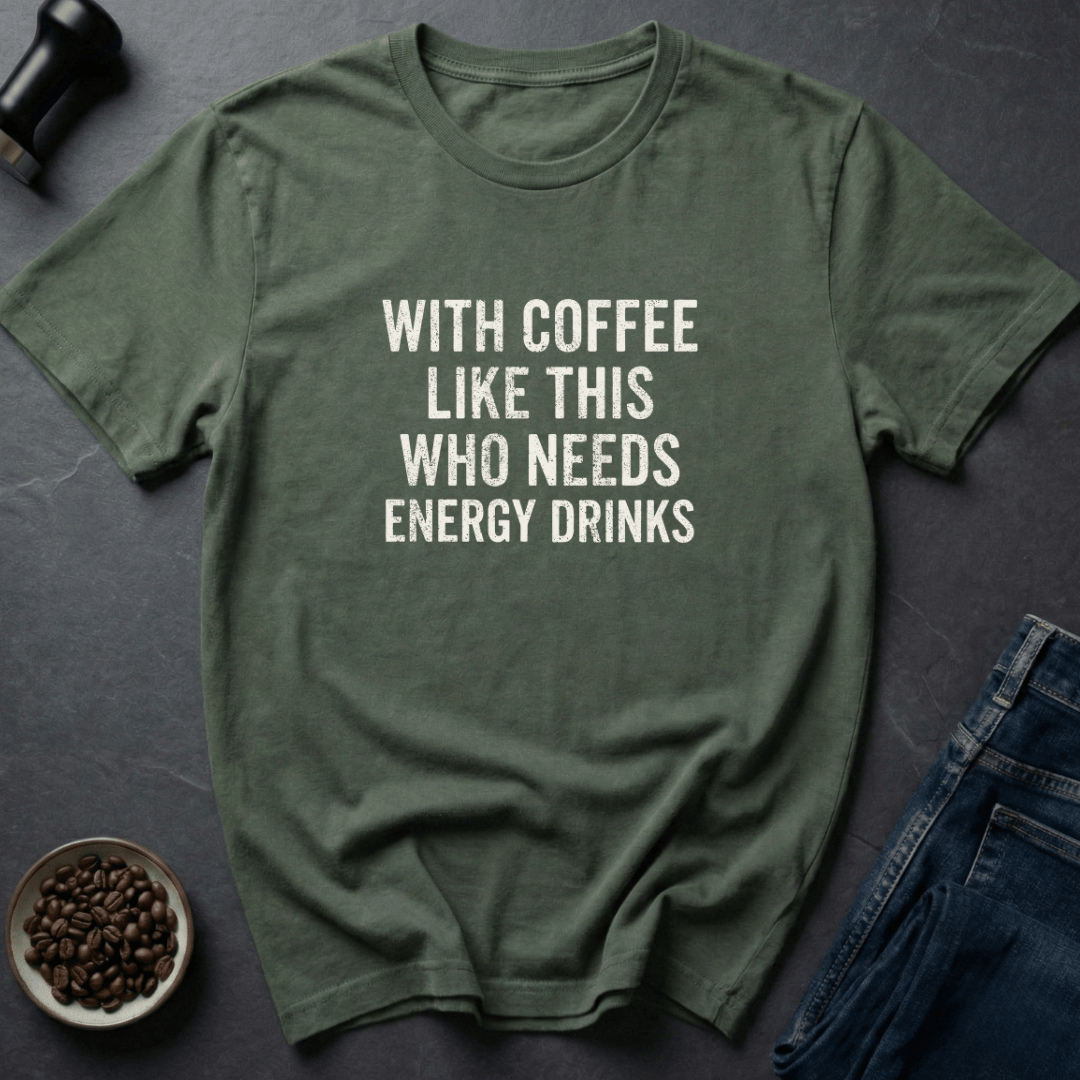 Coffee graphic Natural Energy T-Shirt in Military Green / S by Caffeine Dept