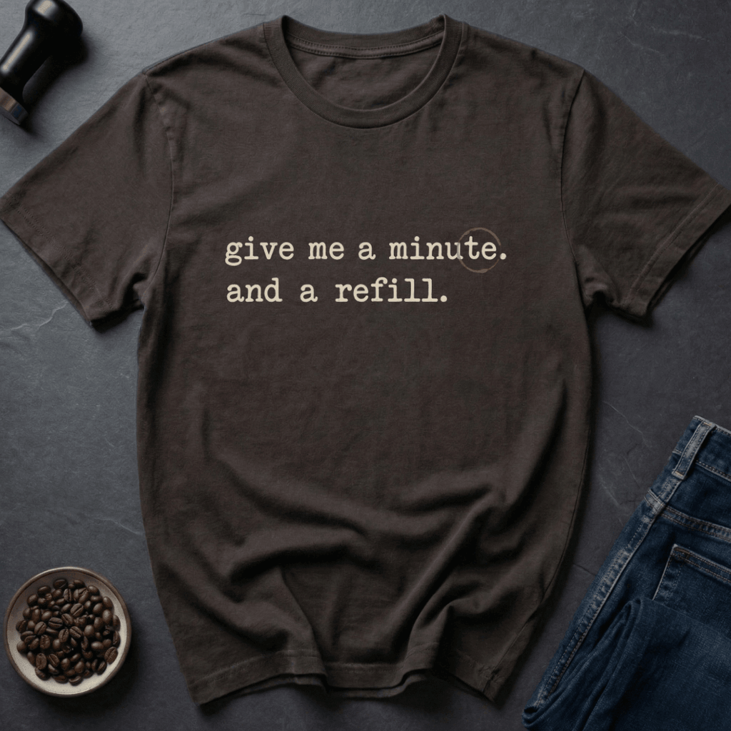Coffee graphic Need Minute T-Shirt in Charcoal / S by Caffeine Dept
