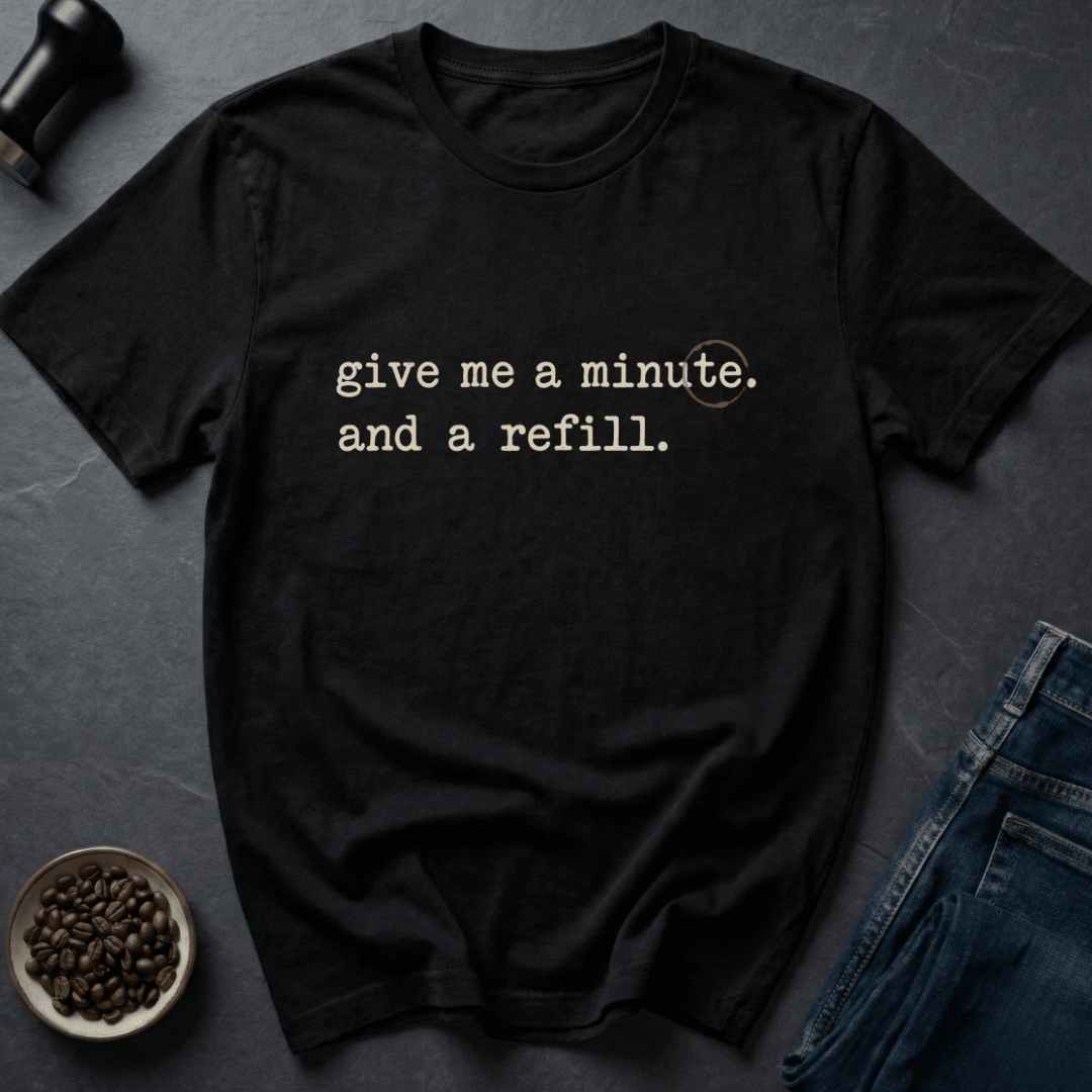 Coffee graphic Need Minute T-Shirt in Charcoal / S by Caffeine Dept