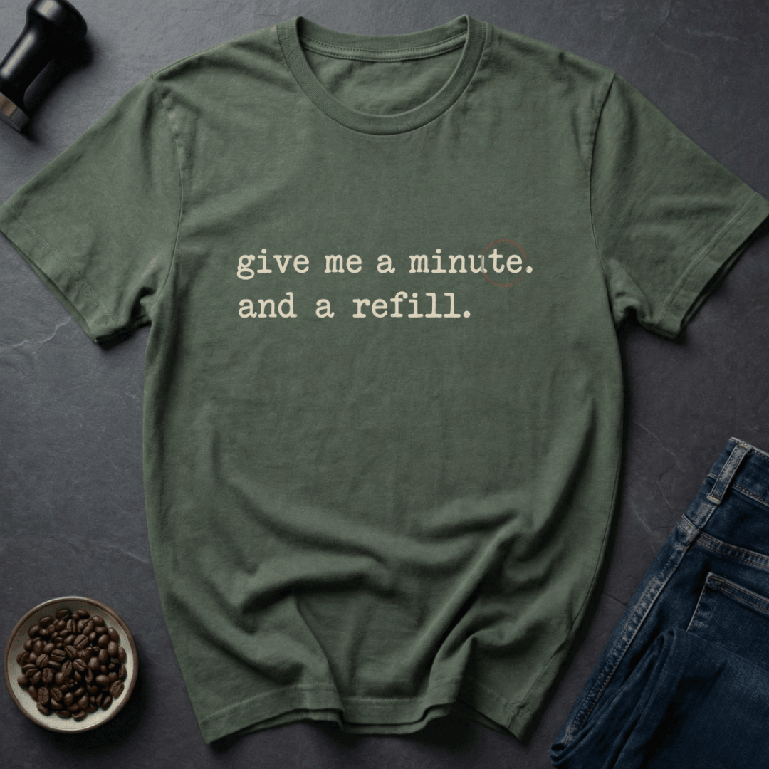 Coffee graphic Need Minute T-Shirt in Charcoal / S by Caffeine Dept