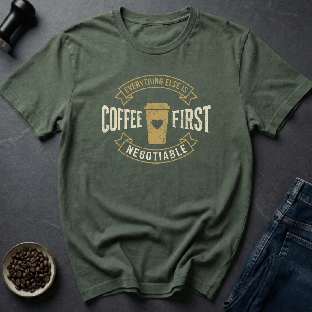 Coffee graphic Non Negotiable T-Shirt in Military Green / S by Caffeine Dept