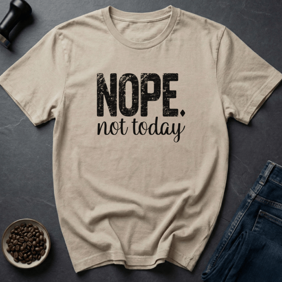 Coffee graphic NOPE. not today T-Shirt in Military Green / S by Caffeine Dept