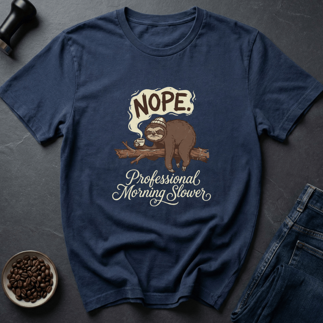 Coffee graphic Nope Sloth T-Shirt in Navy / S by Caffeine Dept