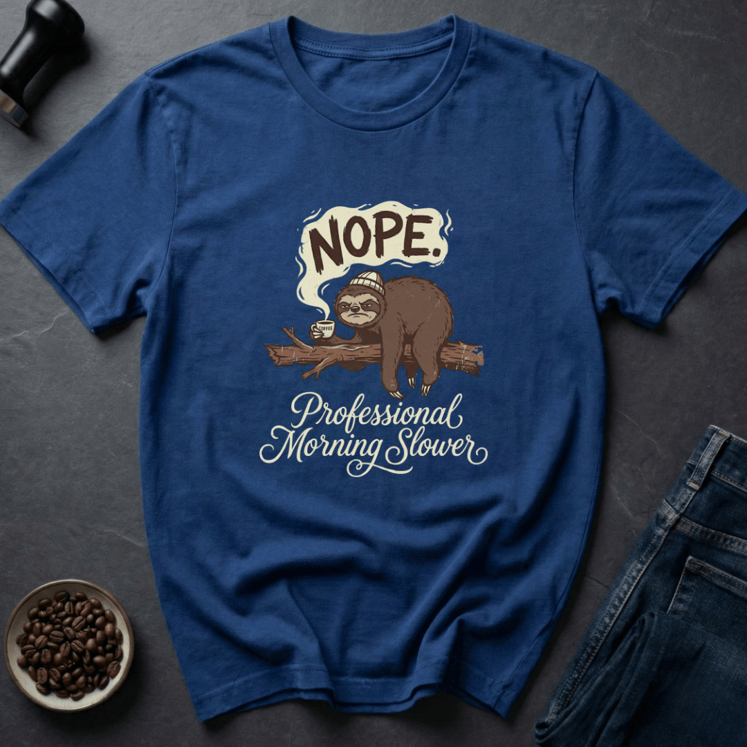 Coffee graphic Nope Sloth T-Shirt in Navy / S by Caffeine Dept