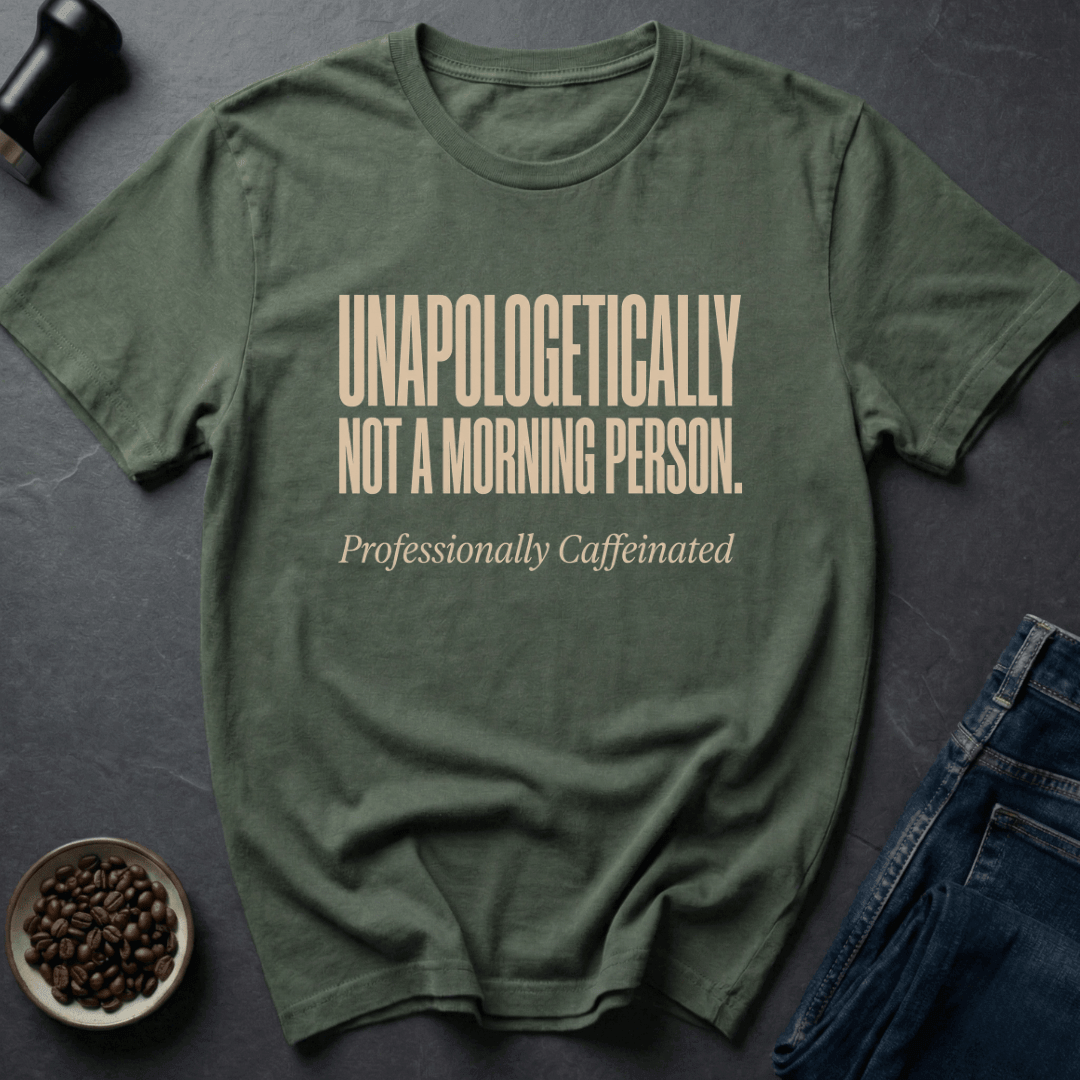 Coffee graphic Not Morning T-Shirt in Military Green / S by Caffeine Dept