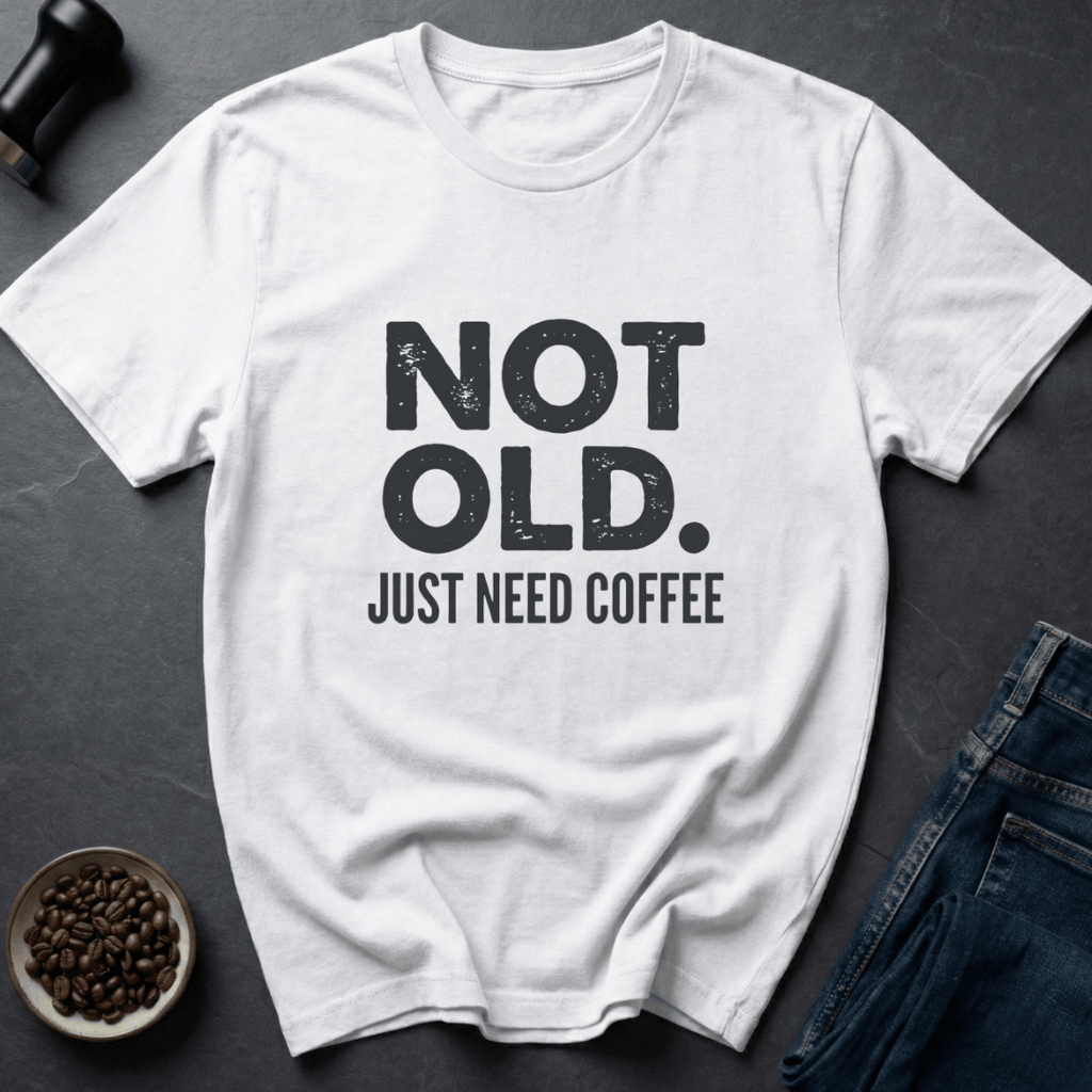 Coffee graphic Not Old T-Shirt in Sand / S by Caffeine Dept