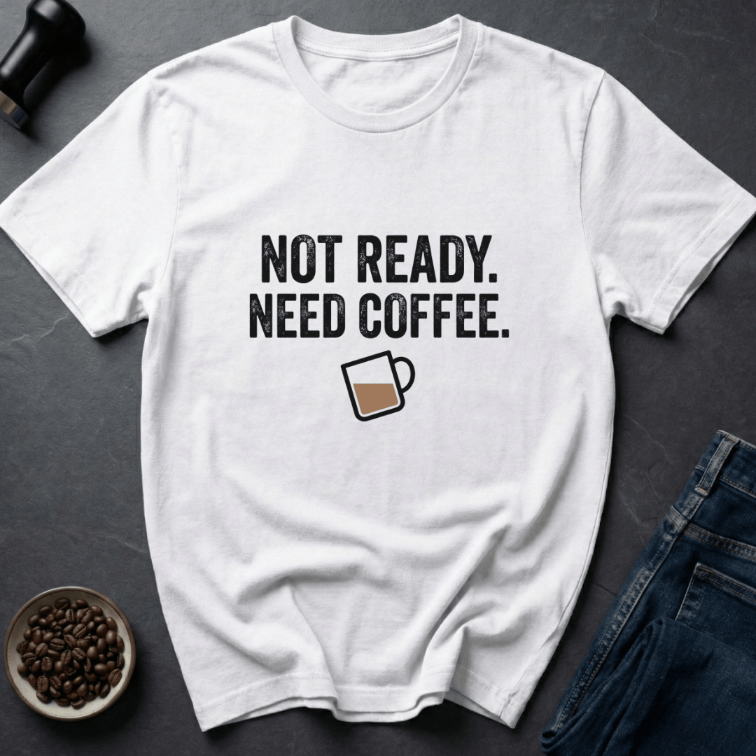 Coffee graphic Not Ready T-Shirt in White / S by Caffeine Dept
