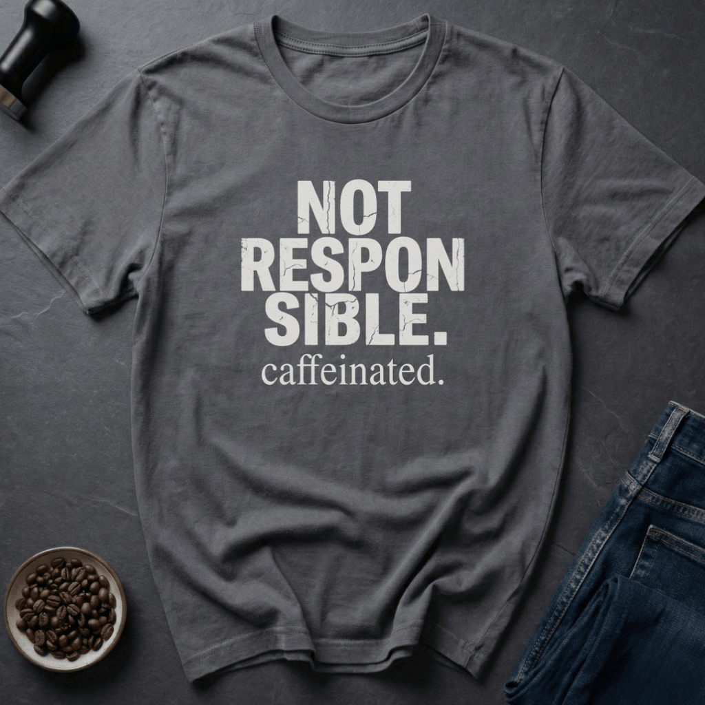 Coffee graphic Not Responsible T-Shirt in Charcoal / S by Caffeine Dept