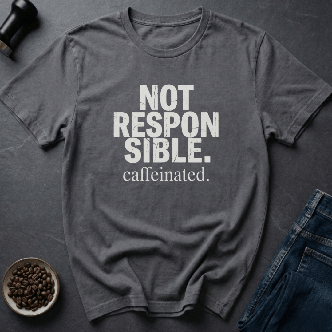 Coffee graphic Not Responsible T-Shirt in Charcoal / S by Caffeine Dept