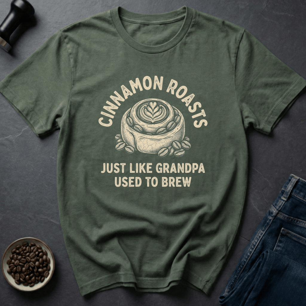 Coffee graphic Oldschool Beans T-Shirt in Military Green / S by Caffeine Dept