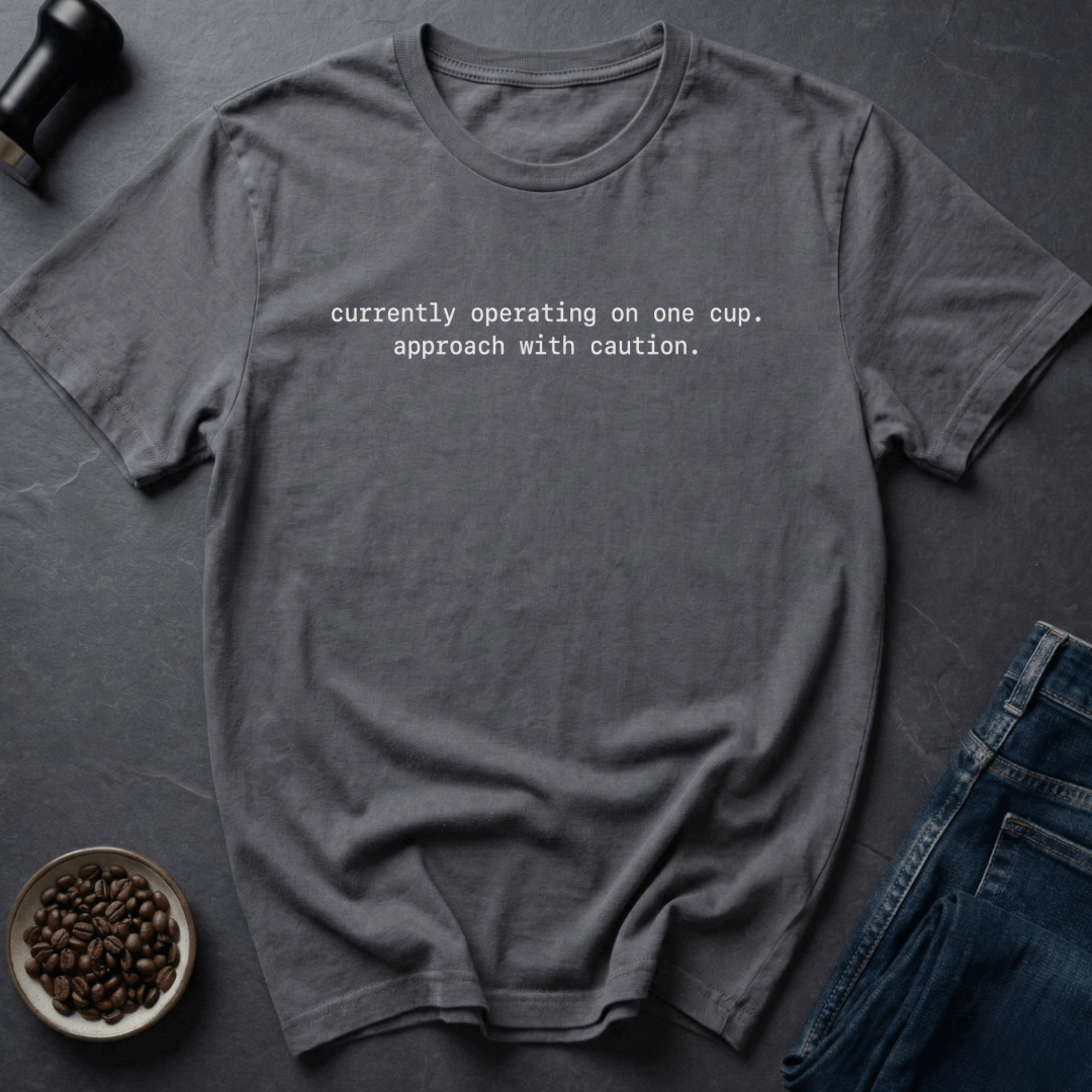 Coffee graphic One Cup T-Shirt in Charcoal / S by Caffeine Dept