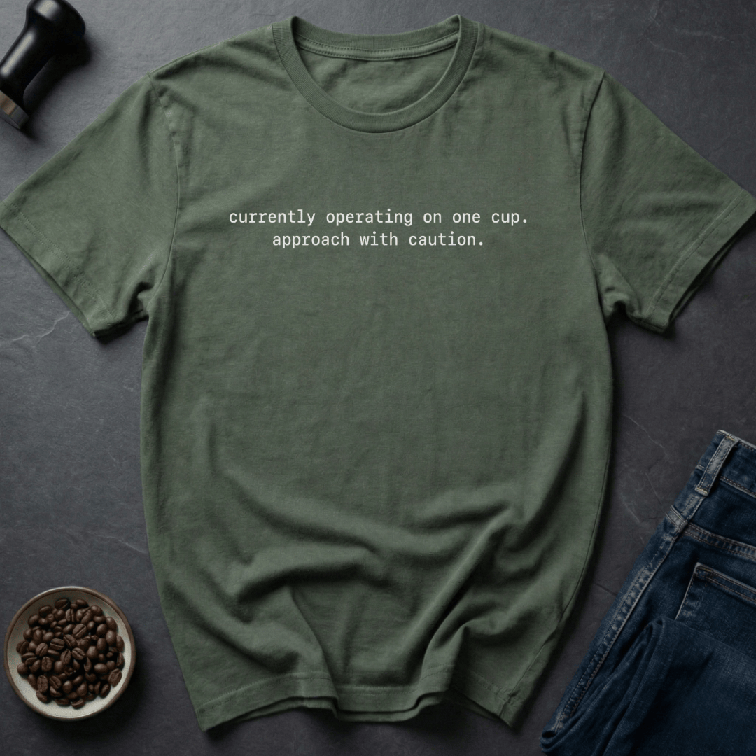 Coffee graphic One Cup T-Shirt in Military Green / S by Caffeine Dept