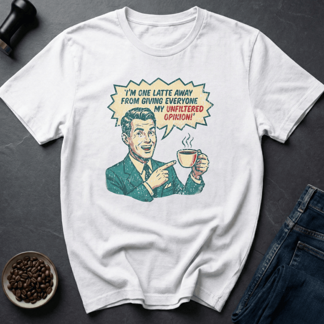 Coffee graphic One Latte Away T-Shirt in Military Green / S by Caffeine Dept