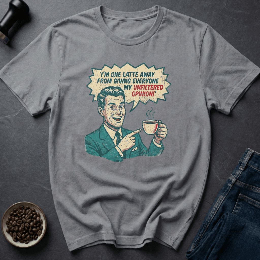 Coffee graphic One Latte Away T-Shirt in Military Green / S by Caffeine Dept