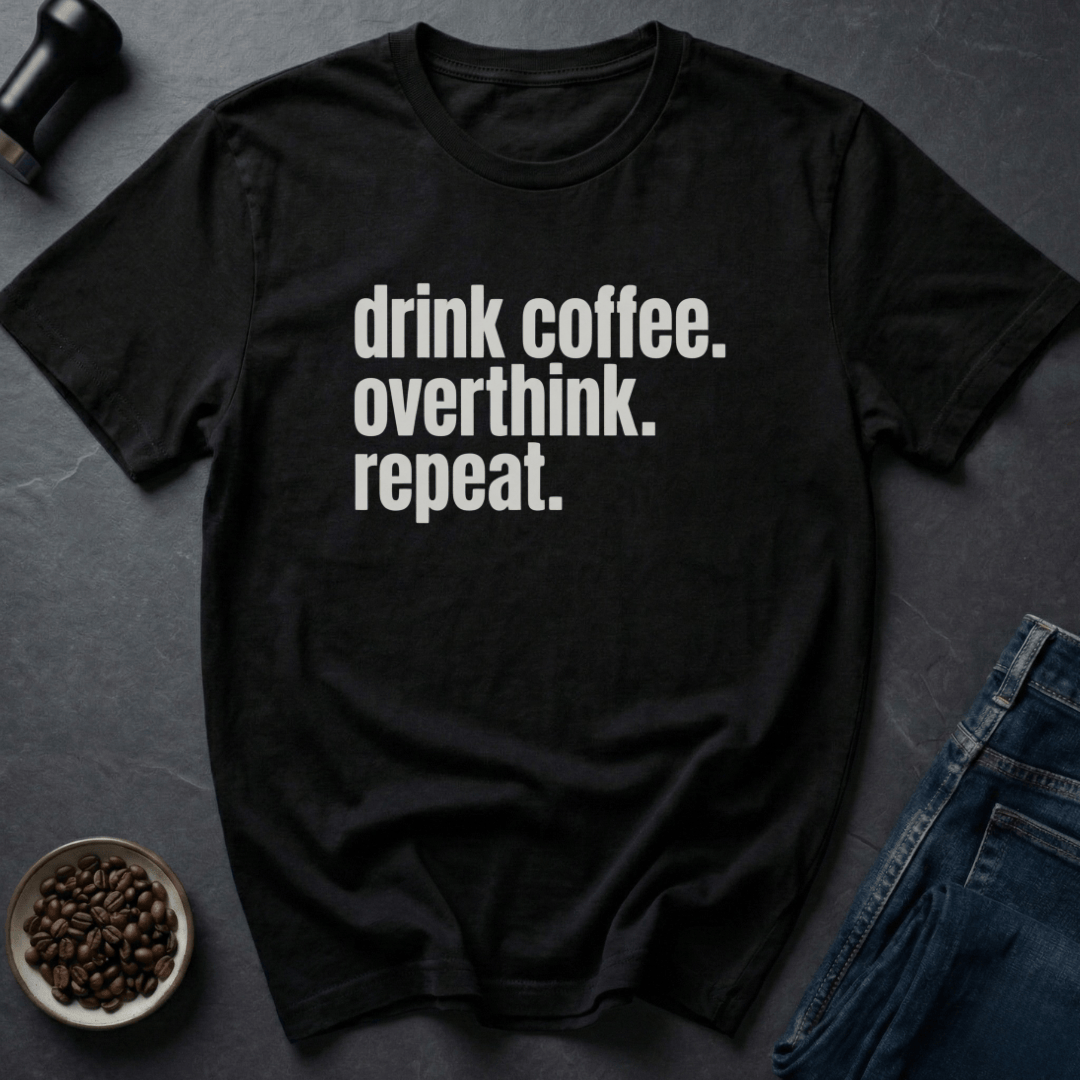 Coffee graphic Overthinkers Coffee T-Shirt in Black / S by Caffeine Dept