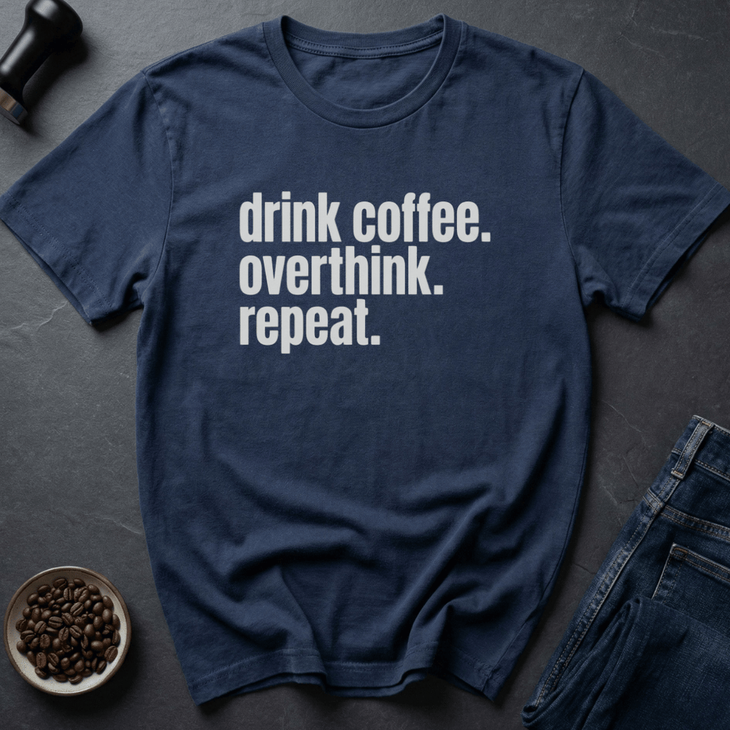 Coffee graphic Overthinkers Coffee T-Shirt in Navy / S by Caffeine Dept
