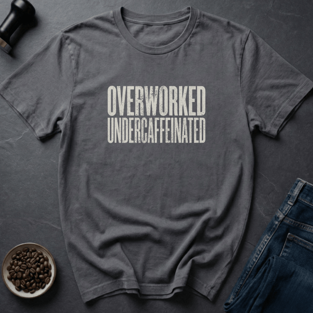 Coffee graphic Overworked T-Shirt in Charcoal / S by Caffeine Dept