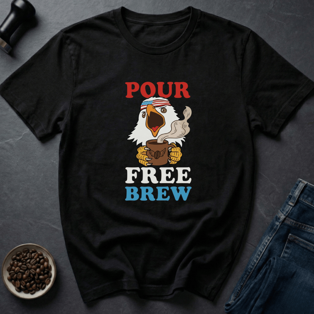 Coffee graphic Patriot Pour T-Shirt in Black / S by Caffeine Dept