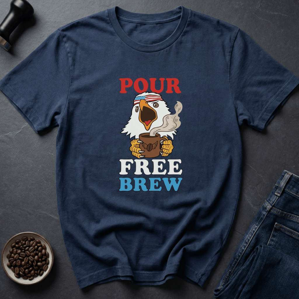 Coffee graphic Patriot Pour T-Shirt in Navy / S by Caffeine Dept