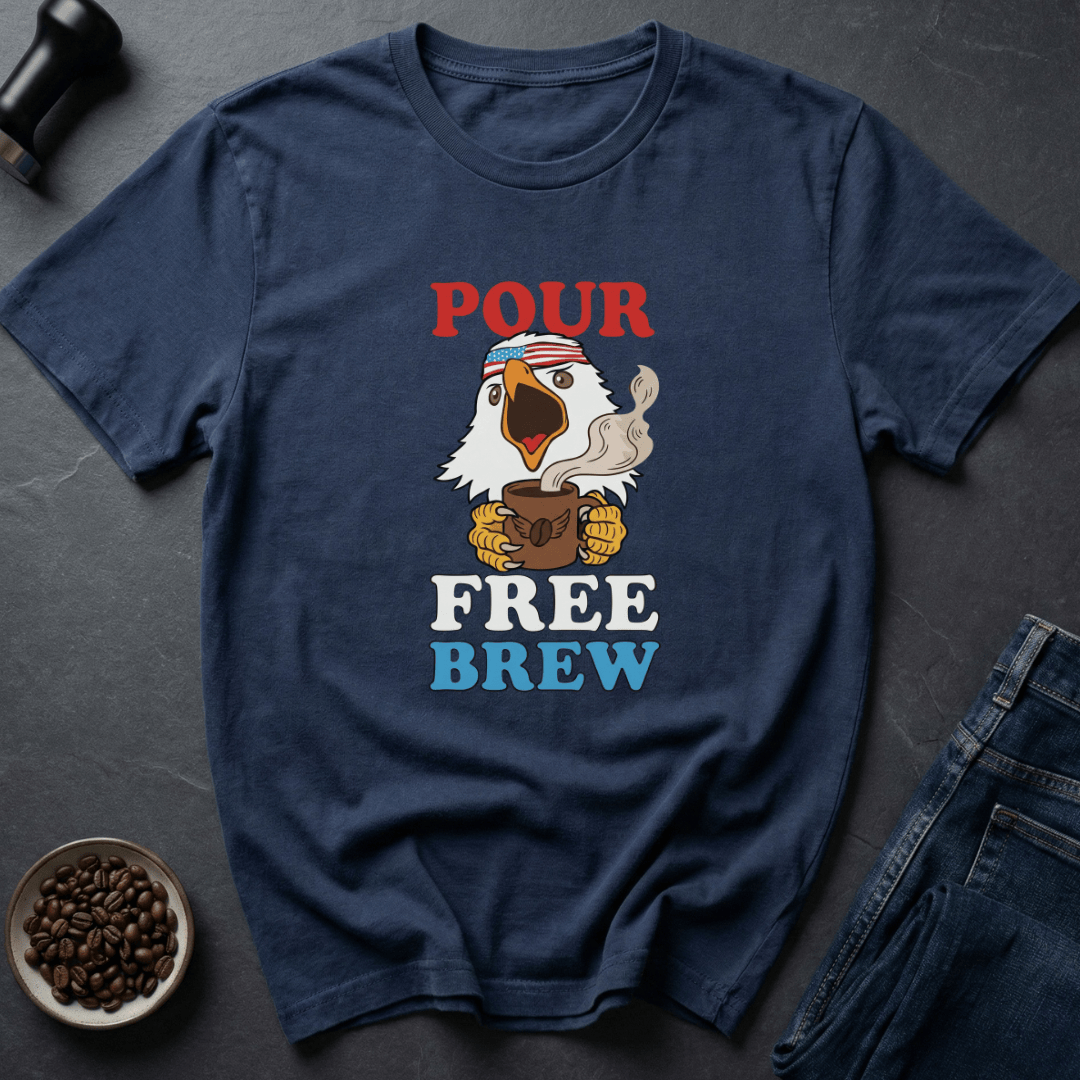 Coffee graphic Patriot Pour T-Shirt in Navy / S by Caffeine Dept