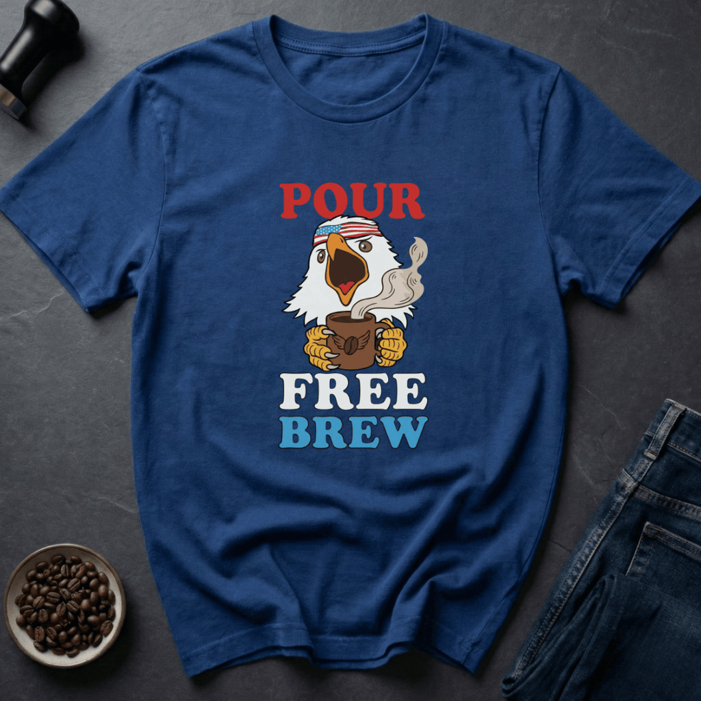 Coffee graphic Patriot Pour T-Shirt in Royal / S by Caffeine Dept
