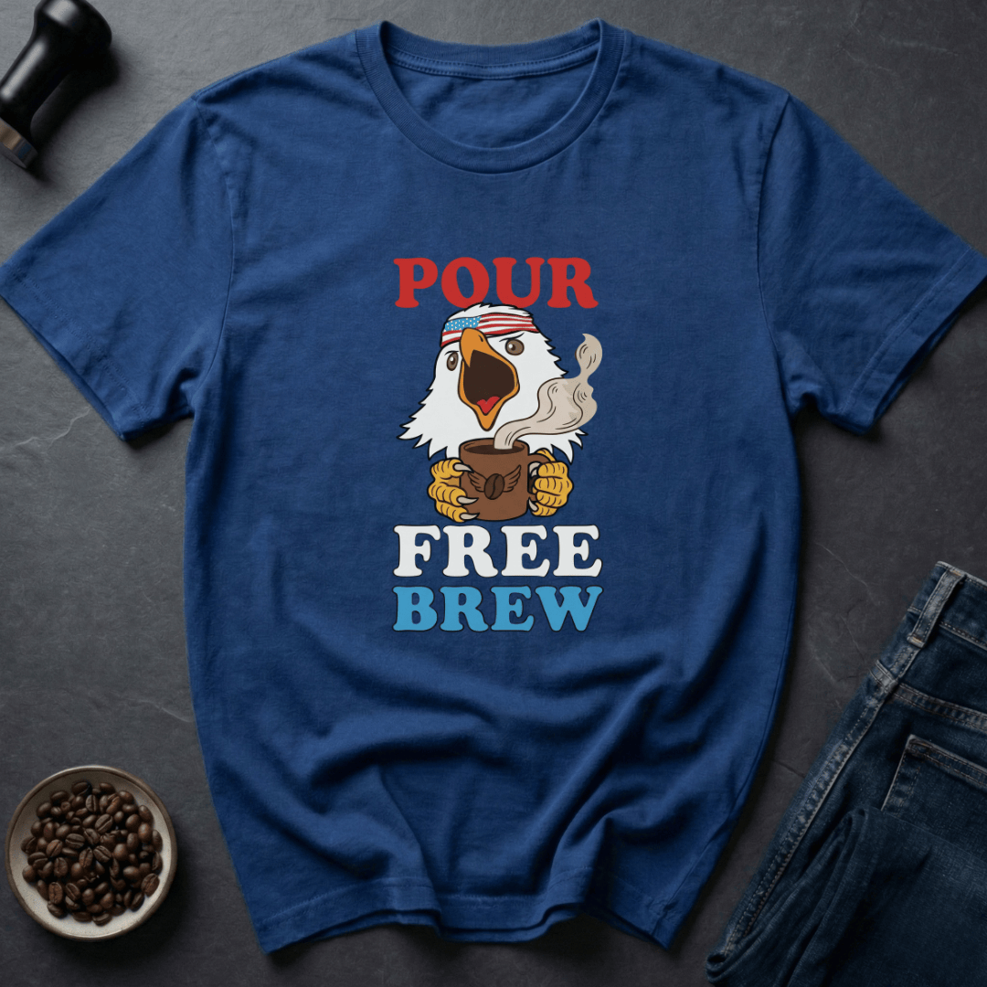 Coffee graphic Patriot Pour T-Shirt in Royal / S by Caffeine Dept