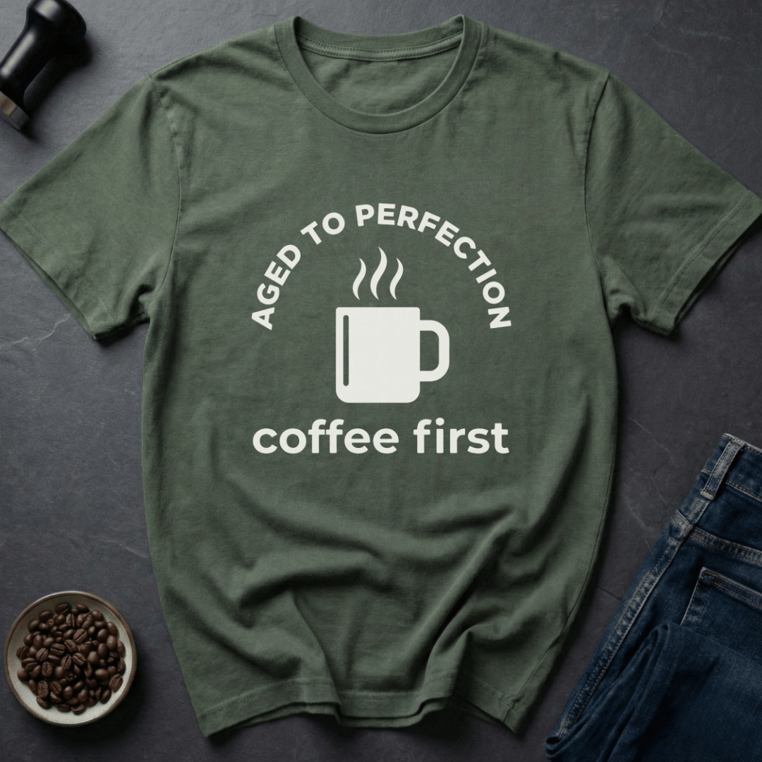 Coffee graphic Perfect Roast T-Shirt in Military Green / S by Caffeine Dept