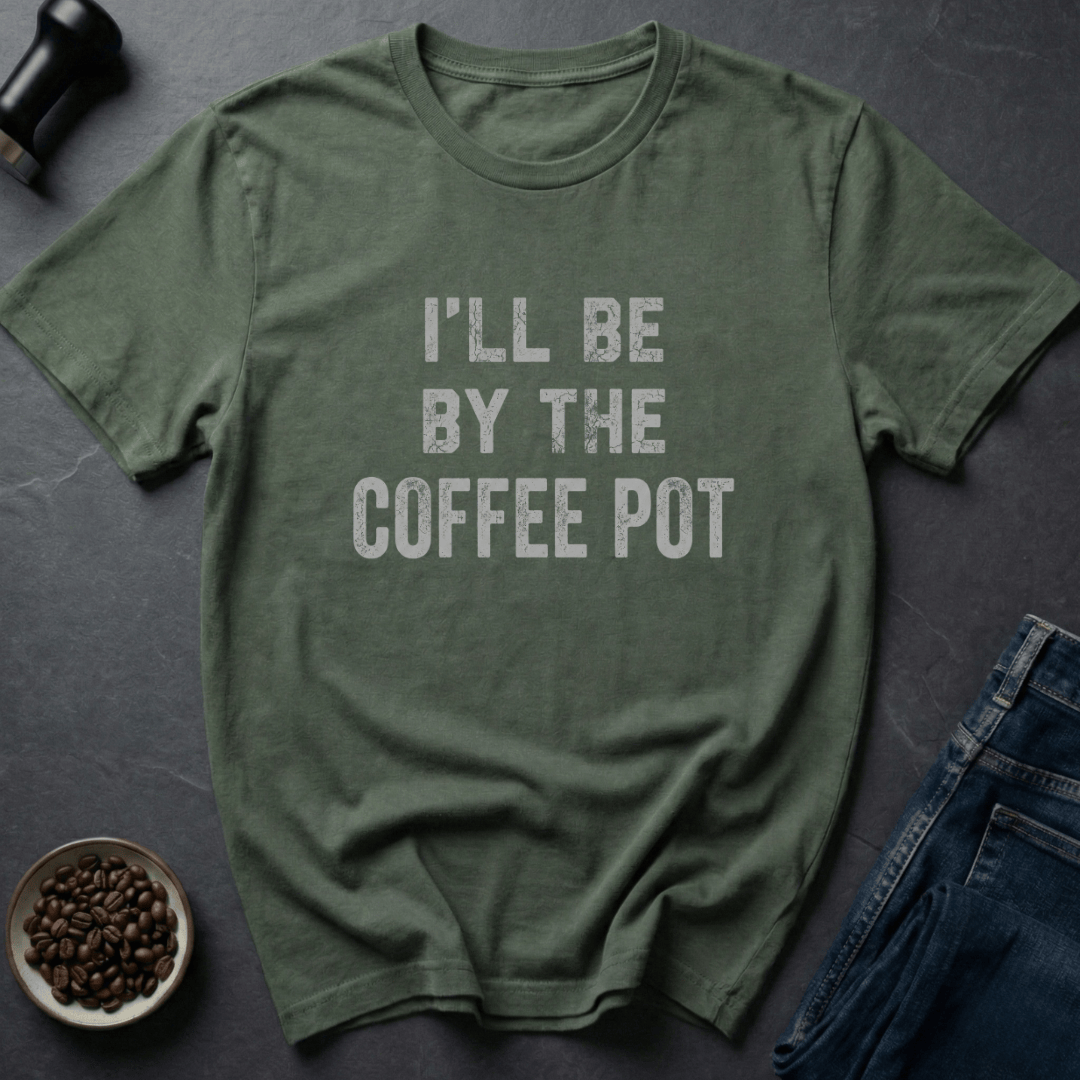 Coffee graphic Pot Camper T-Shirt in Military Green / S by Caffeine Dept