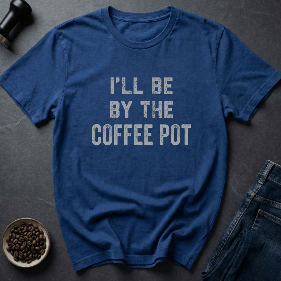 Coffee graphic Pot Camper T-Shirt in Royal / S by Caffeine Dept