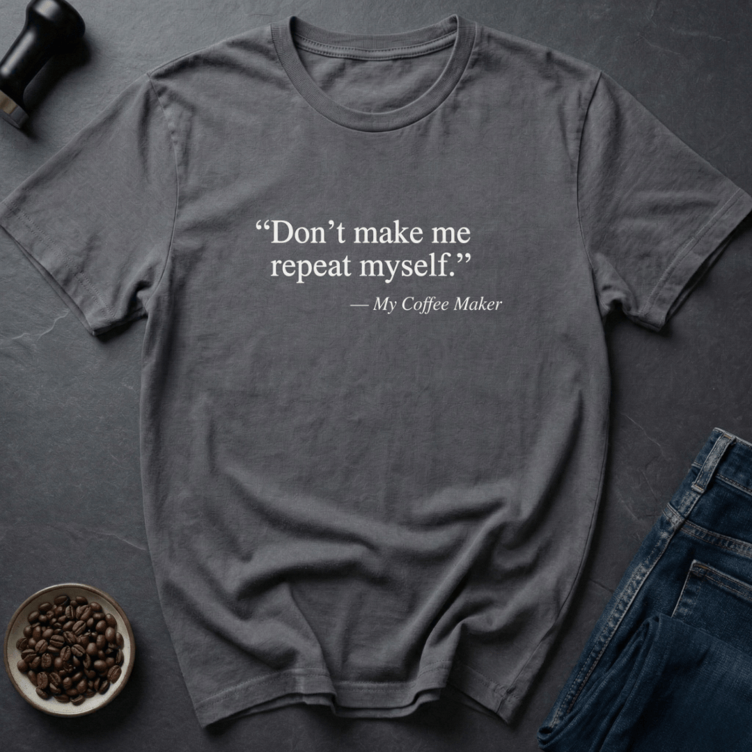 Coffee graphic Pot Listener T-Shirt in Charcoal / S by Caffeine Dept