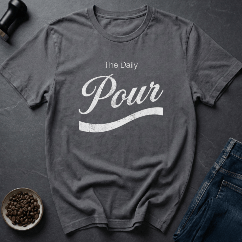 Coffee graphic Pour It Daily T-Shirt in Charcoal / S by Caffeine Dept