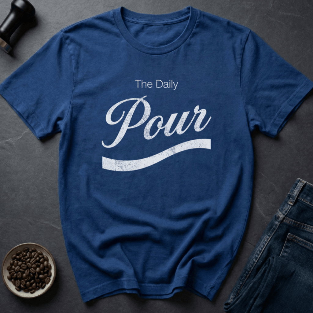 Coffee graphic Pour It Daily T-Shirt in Royal / S by Caffeine Dept